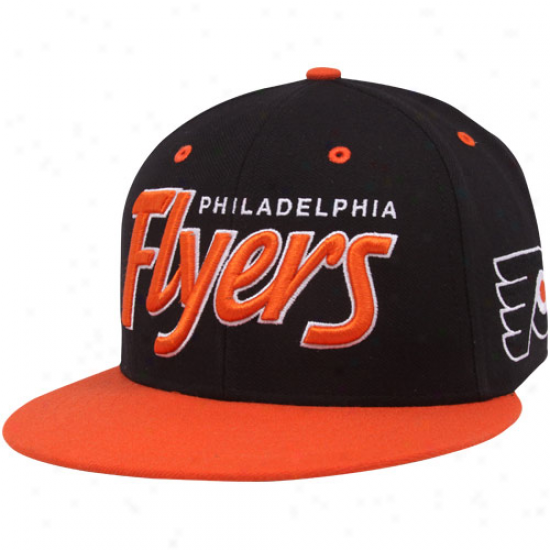 '47 Brand Philadelphia Flyers Black-orange Retro Script Snapback Adjustable Hat