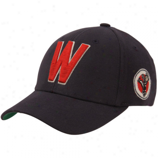 47 Thunderbolt Washington Senators Tradition Cooperstown Wool Stretch Flex Hat - Navy Blue