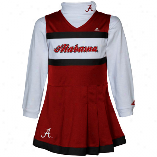 Adidas Alabama Crimson Tide Youth Girls Cromson-white 2-piece Turtleneck & Cheerleader Dress Set