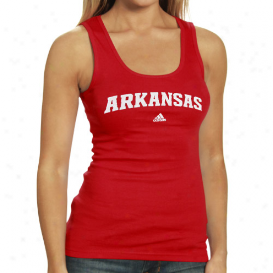 Adidas Arkansas Razorbacks Lades Cardinal Sideline Arch Tank Top