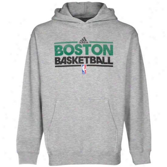 Adidas Boston Celtics Youth Ash Practice Pullover Hoodie Sweatshirt