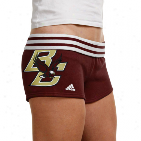 Adidas Boston College Eagles Ladies Maroon Cheeky Rollover Shorts