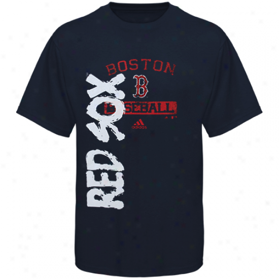 Adidas Boston Red Sox Youth Writing On The Wall T-shirt - Navy Blue