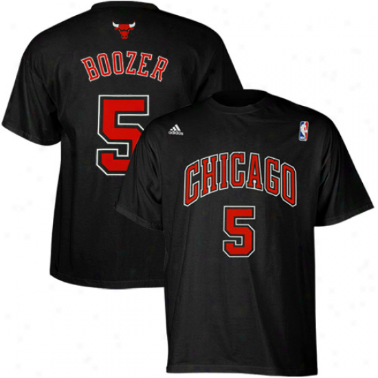 Adidas Carlos Booxer Chicago Bulls #5 Clear Number T-shirt - Black