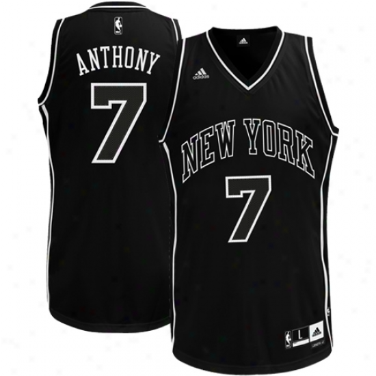 Adidas Carmelo Anthony New York Knicks Black & Wihte Swingman Jersey - Black