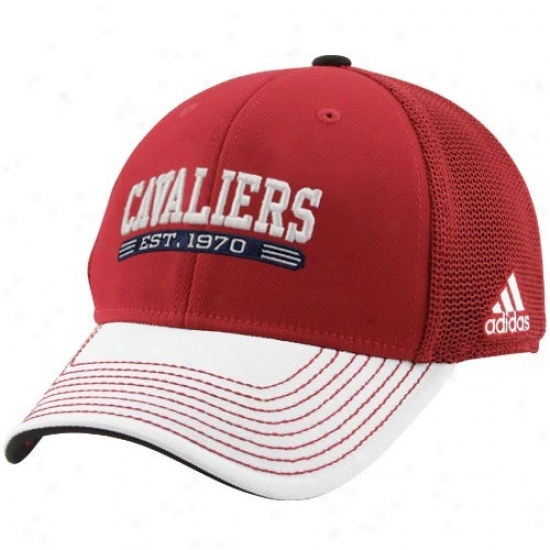 Adidas Cleveland Cavaliers Crimson-white Established Mesh Fpex Hat