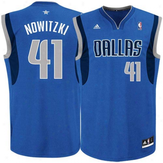 Adidas Dallas Mavericks Dirk Nowitzki Youth Revolution 30 Swingman Jersey - Royal Blue