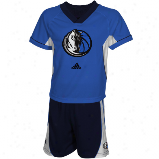 Adidas Dallas Mavericks Toddlsr Royal Blue-black Mesh T-shirt & Shorts Set