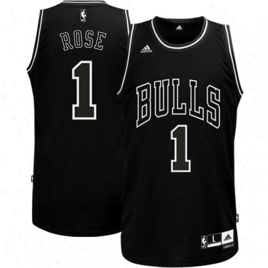 Adidas Derrick Rose Chicago Bulls Black & White Swingman Jersey - Black