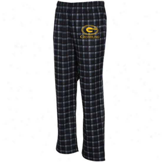 Adidas Grambling Tigers Black Tailgate Flannel Pajama Pants