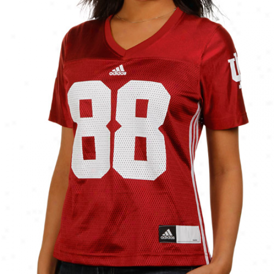 Adidas Indiana Hoosiers #88 Women's Custom  Football Jersey - Crimson