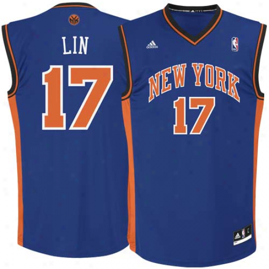 Adidas Jeremy Lin New York Knicks Revolution 30 Performance Jersey - Royal Blue