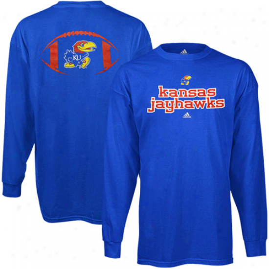 Adidas Kansas Jayhawks Backfield Long Sleeve T-shirt - Royal Blue