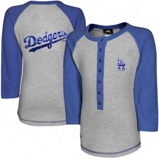 Adidas L.a. Dodgers Youth Girls Classic Baseball Long-sleeve T-shirt - Ash