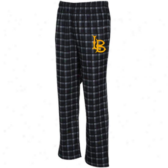 Adidas Long Beach State 49ers Black Tailgate Flannel Pajama Pants