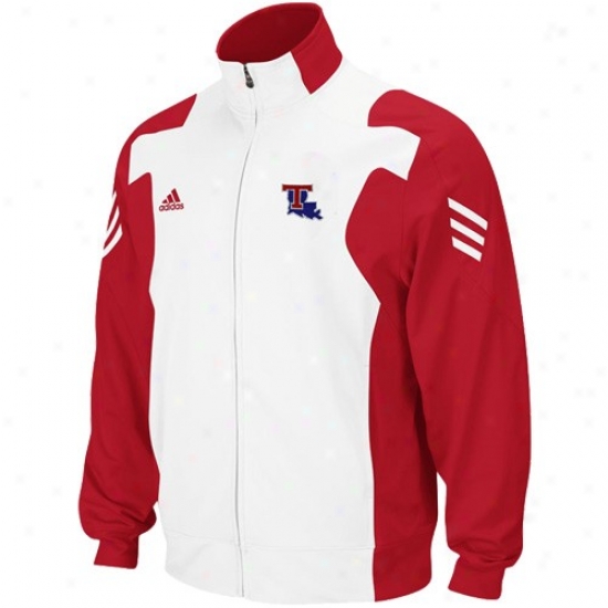 Adidas Louisiana Twch Bulldogs Red-white Scorch Full Zip Performance Warm-up Jacket