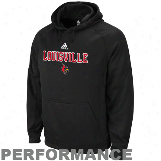 Adidas Louisville Carrinals Black Sideline Performance Pin Dot Pullover Hoodie Sweatshirt