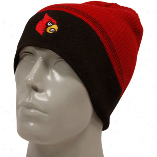 Adidas Louisville Cardinals Red-black Coaches Knit Beanie