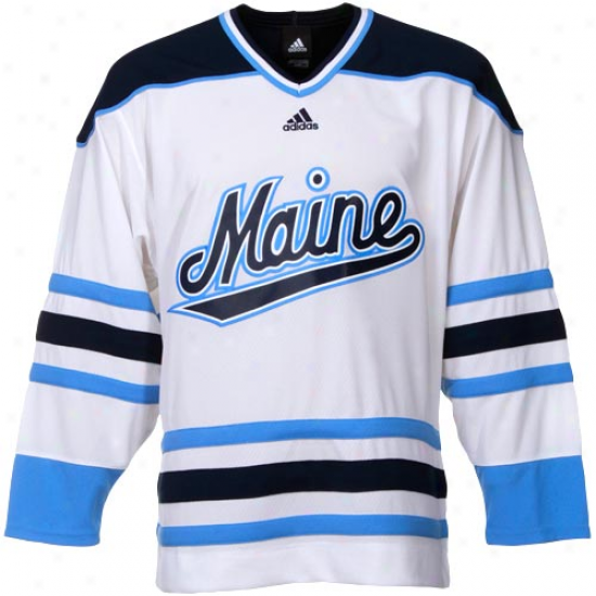 Adidas Maine Black Bears White Premier Hockey Jersey