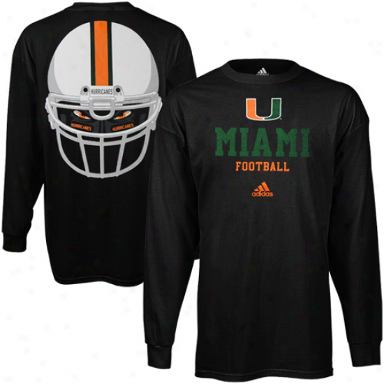 Adidas Miami Hurricanes College Eyes Long Sleeve T-shirt - Black