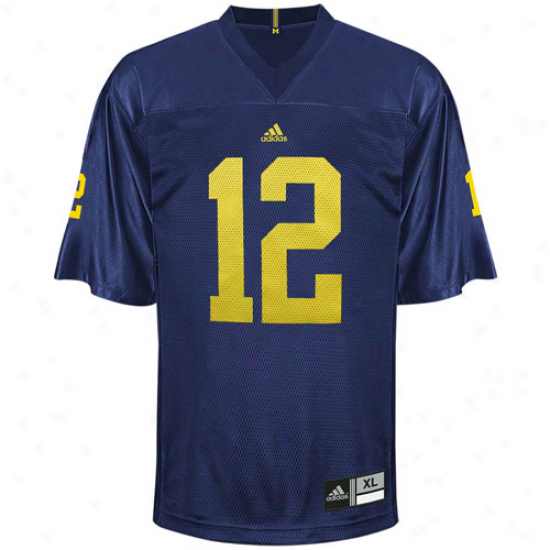 Adidas Michigan Wolverines #12 Replica Foothall Jersey-navy Blue