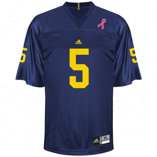 Adidas Michigan Wolverines #5 Breast Cancer Awareness Replica Football Jersey-navy Blue