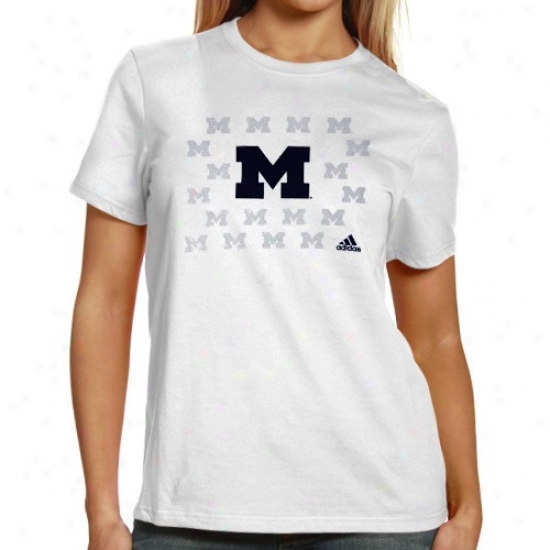 Adidas Michigwn Wolverines Lsdies White Inside The Lines T-shirt