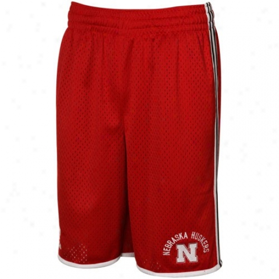 Adidas Nebraska Cornhuskers Scarlet Classic Striped Mesh Shorts