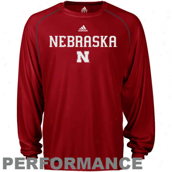 Adidas Nebraska Cornhuskers Sideline Performance Long Sleeve T-shirt - Scarlet