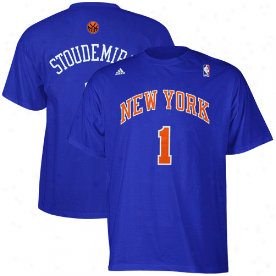 Adidas New York Knicks #1 Amare Stoudemire Blue Net Number T-shirt