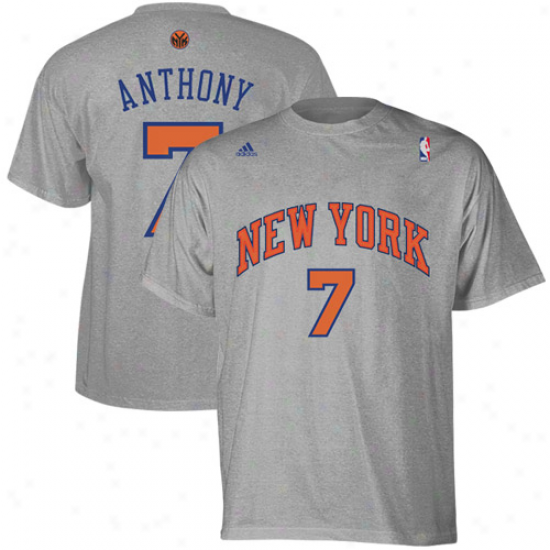 Adidas New York Knicks #7 Carmelo Anthony Ash Net Number T-shirt