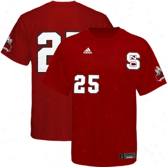 Adidas North Carolina State Wolfpack #25 Red Baseball Player T-shirt