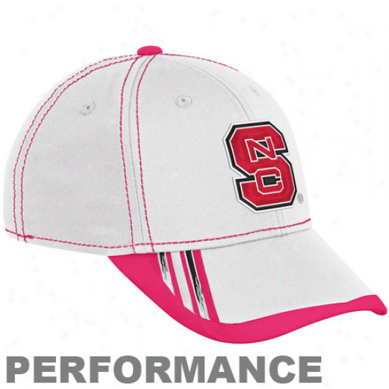 Adidas North Carolina State Wolfpack White Breast Cancer Awareness Players Sidlrine Performance Flex Hat