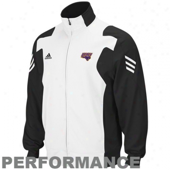 Adidas Northern Iowa Panrhers Black-white Scorch Full Zip Performance Warm-up Jacket