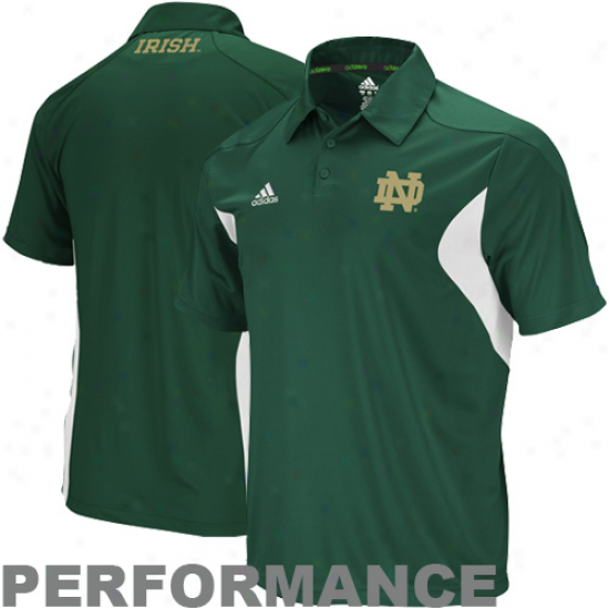 Adidas Notre Dame Fighting Irish Green Coaches Sideline Pdrformance Polo