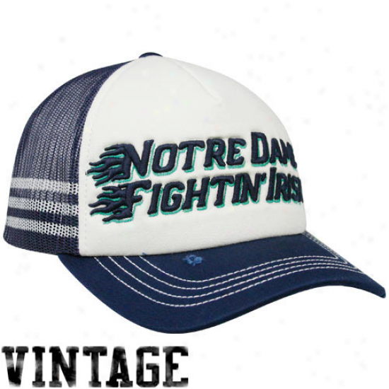 Adidas Notre Dame Fighting Irish Navy Blue-white Flame Adjustable Trucker Hat