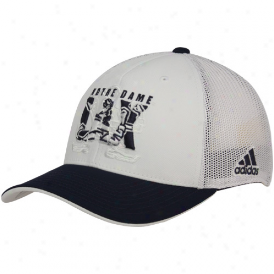 Adidas Notre Dame Fighting Irish White-navy Blue Lacrosse Mesh Flex Hat