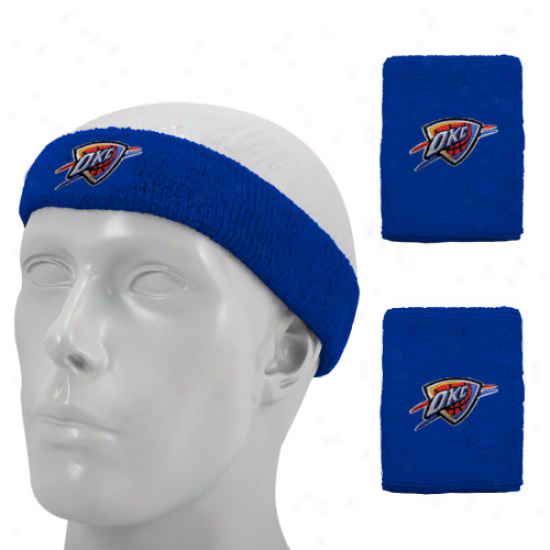 Adidas Oklahoma City Thunder Royal Blue Headbsnd & Wristband Set