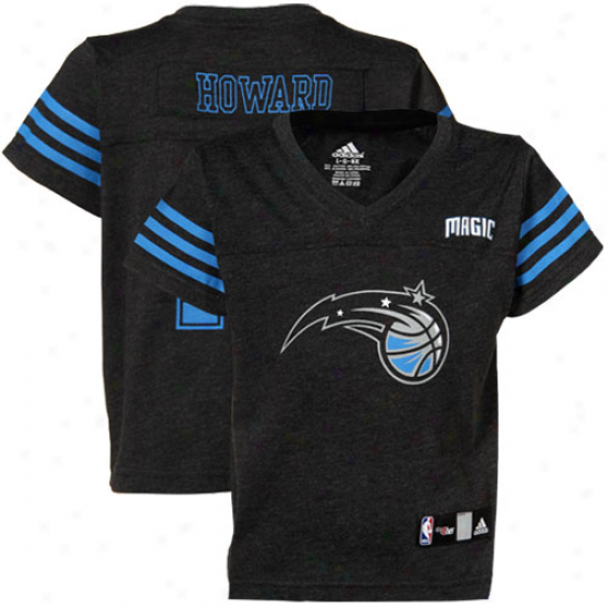 Adidas Orlando Magic #12 Dwight Howard Preschool Girls Black Team Fashion Jersey Premium T-shirt