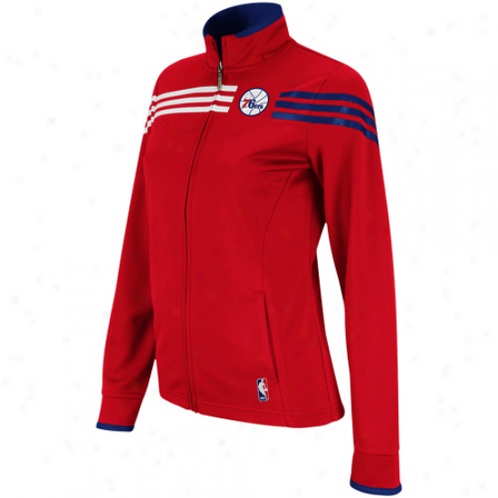 Adidas Philadelphia 76esr Laadies Red On-court East Full Zip Jacket