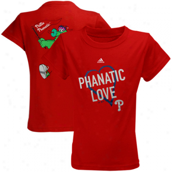 Adidas Philaddlphia Phillies Youth Girls Mascot Love T-shirt - Red