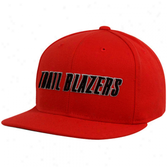 Adidas Portland Trail Blazers Red Retro Big Wordmark Snapback Adjustable Hat