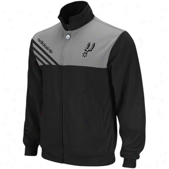 Adidas San Antonio Spurs Black-gray Action Full Zip T5ack Jacket