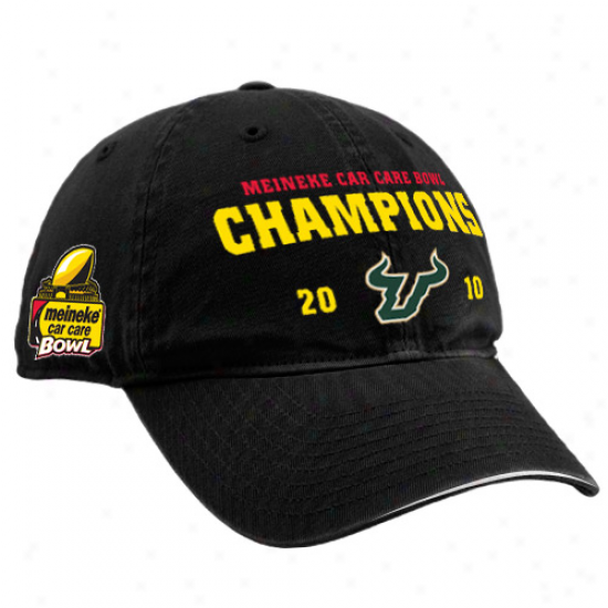 Adidas South Florida Bulls Black 2010 Meineke Car Care Bowl Champions Adjustable Hat