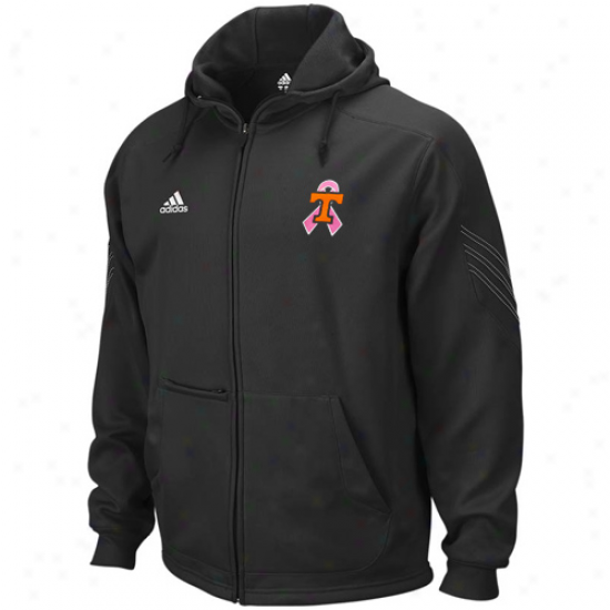 Adidas Tennessee Volunteeers Black Breast Cancer Awareness Coaches Performance Full Zip Hoodie Sweatshirt