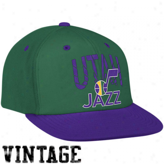 Adidas Utah Jazz Green-purple Retro Bend  Snapback Adjustable Hat
