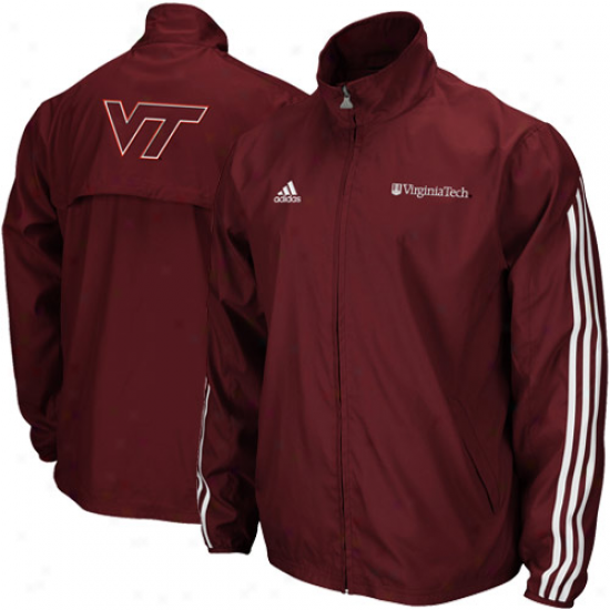 Adidas Virginia Tech Hokies Maroon 3-stripe Full Zip Jacket