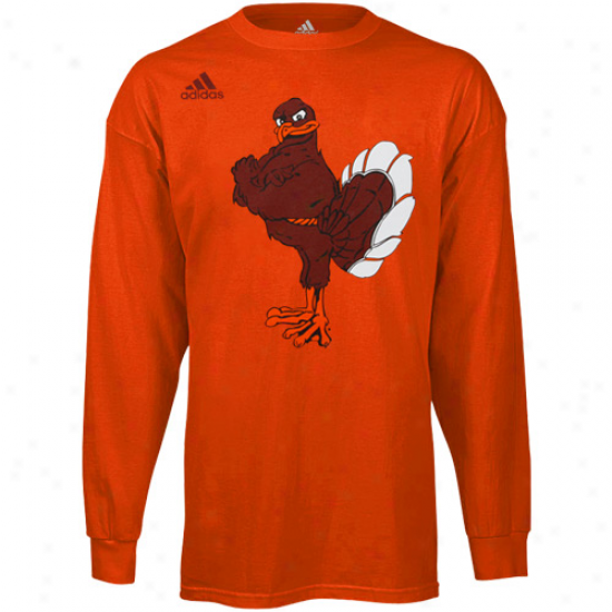 Adidas Virginia Tech Hokies Second Best Logo Long Sleeve T-shirt - Orsnge