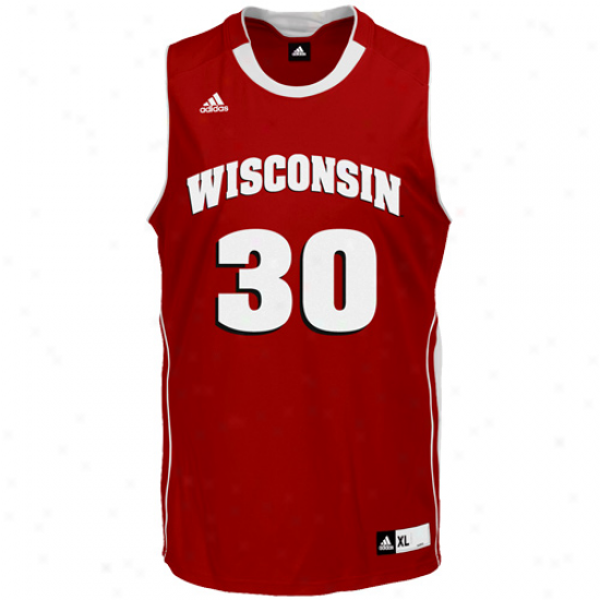 Adidas Wisconsin Badgers #30 Replica Basketball Jersey-cardinal