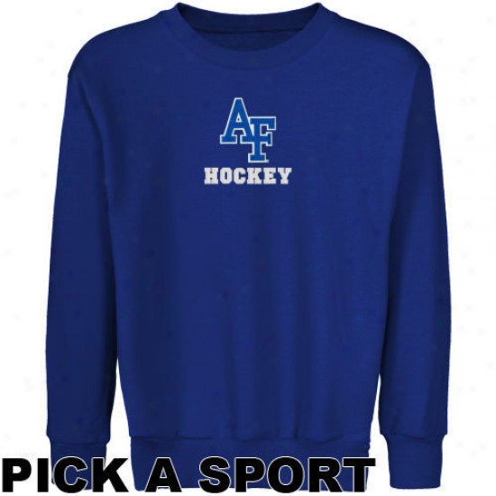 Air Force Falcons Juvenility Royal Blue Custom Sport Logo Applique Company Neck Fleece Sweatshirt -